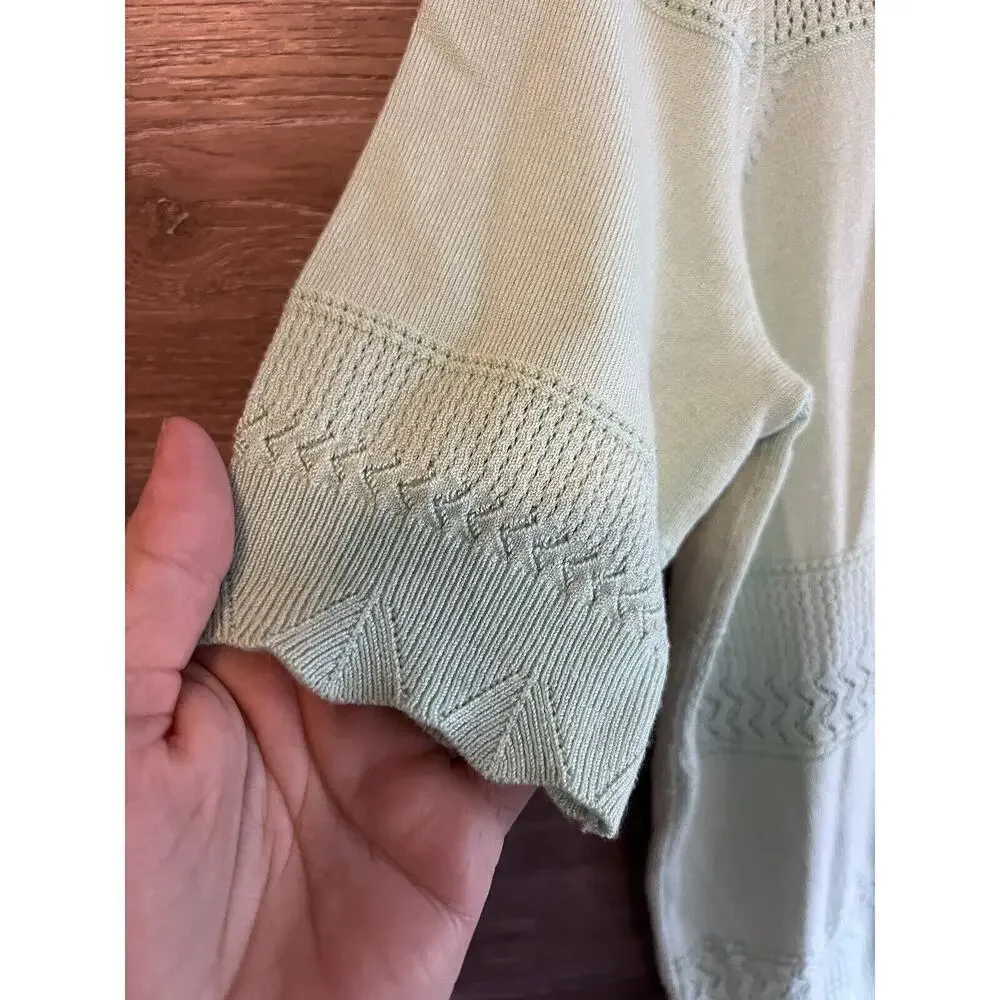 Sweater knit Shirt Size US 8 Light Green women short sleeves M&S Marks& Spencer